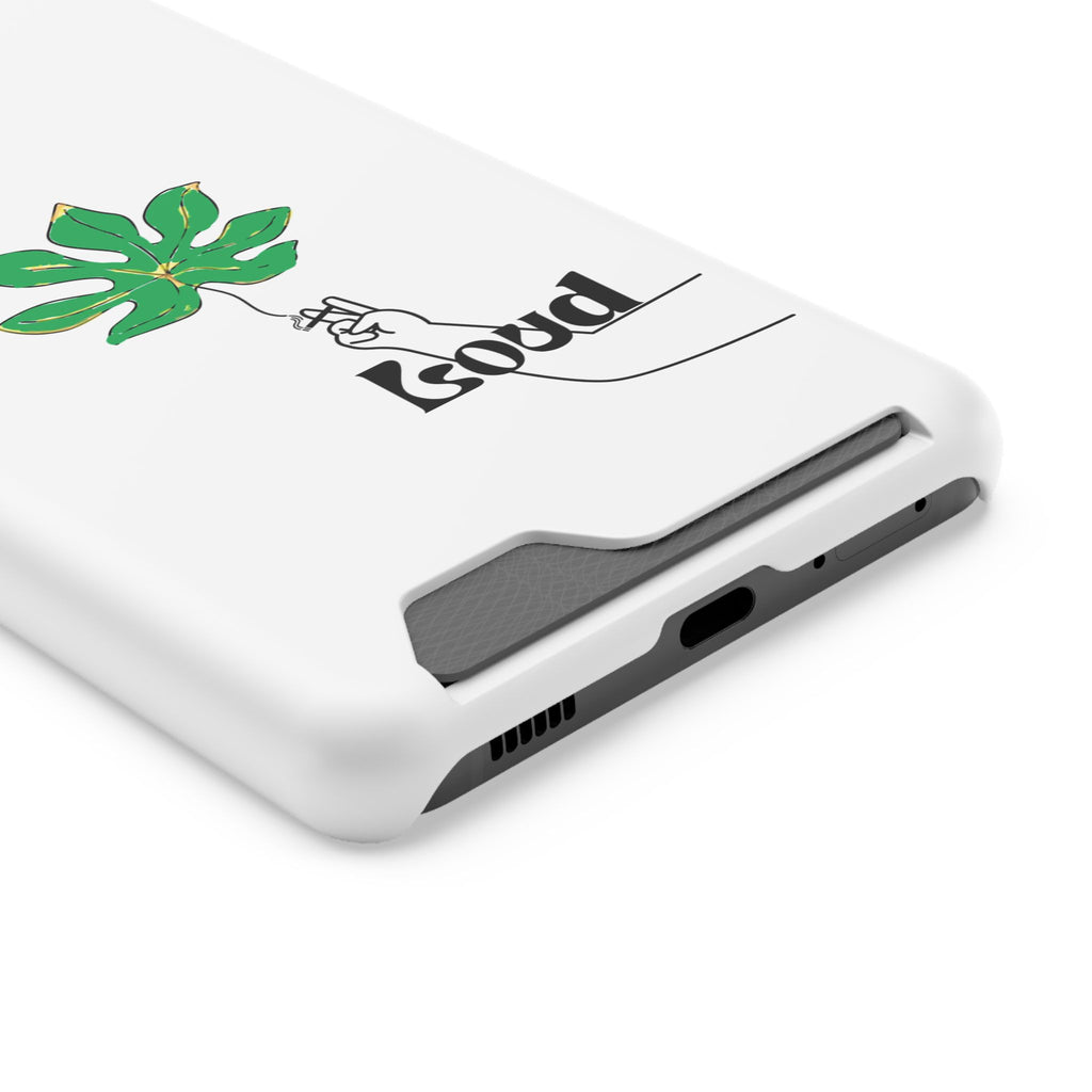 Leaf & Hand Card Holder Phone Case — "Good" Minimal Botanical Wallet Case