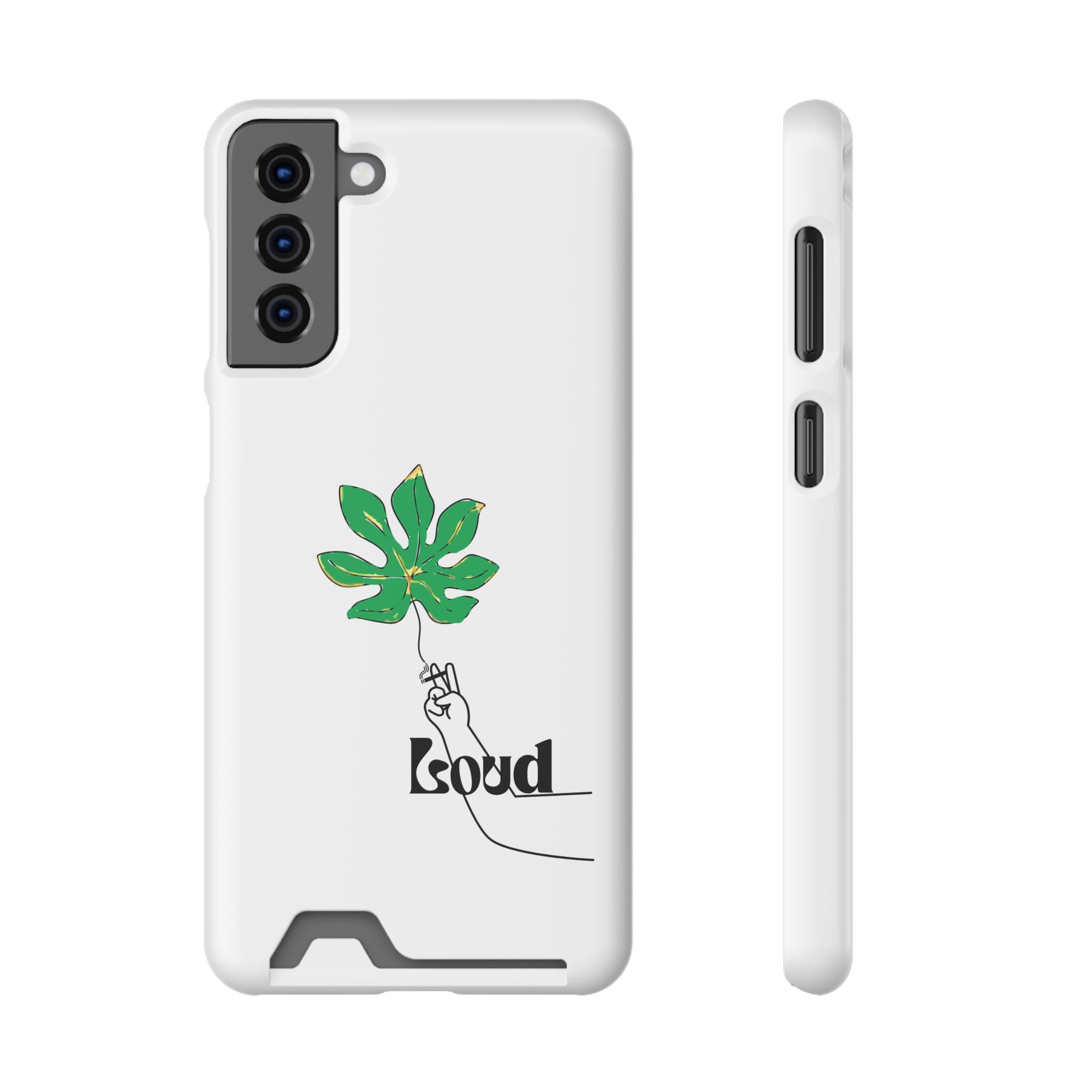 Leaf & Hand Card Holder Phone Case — "Good" Minimal Botanical Wallet Case