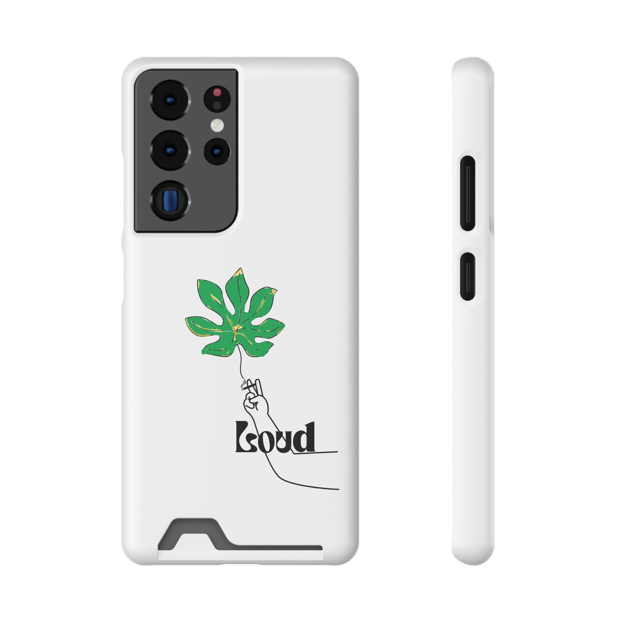 Leaf & Hand Card Holder Phone Case — "Good" Minimal Botanical Wallet Case