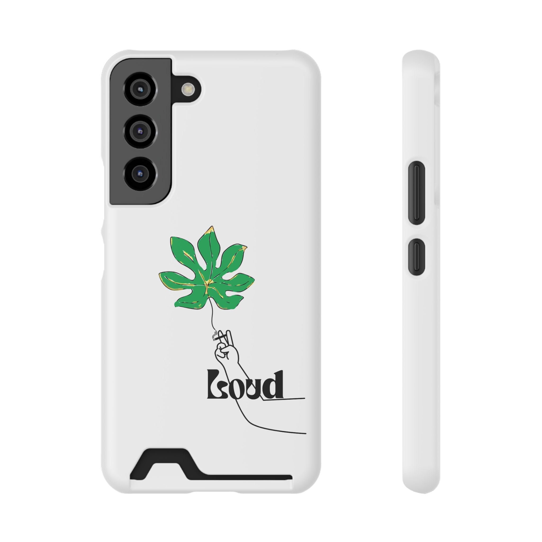 Leaf & Hand Card Holder Phone Case — "Good" Minimal Botanical Wallet Case