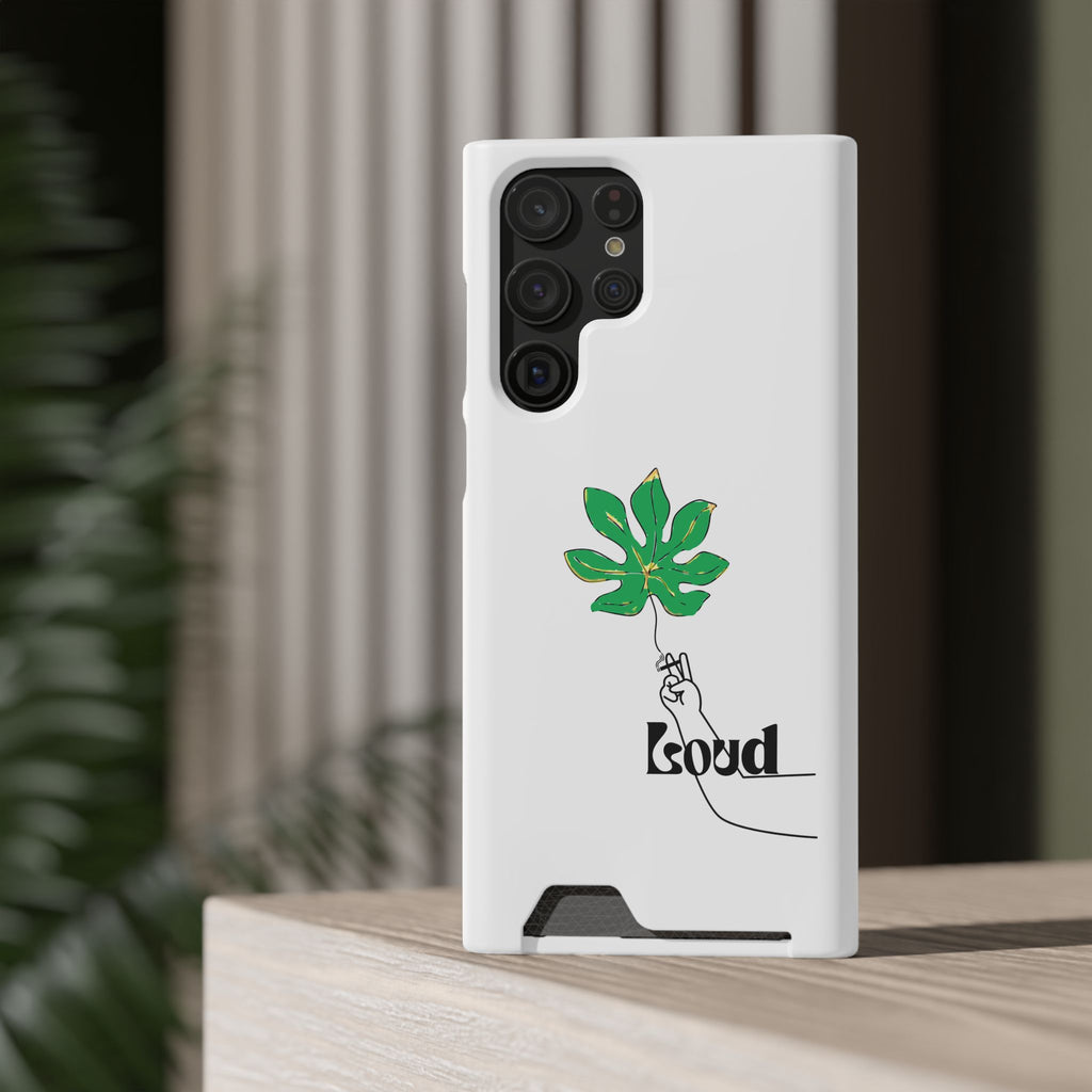 Leaf & Hand Card Holder Phone Case — "Good" Minimal Botanical Wallet Case