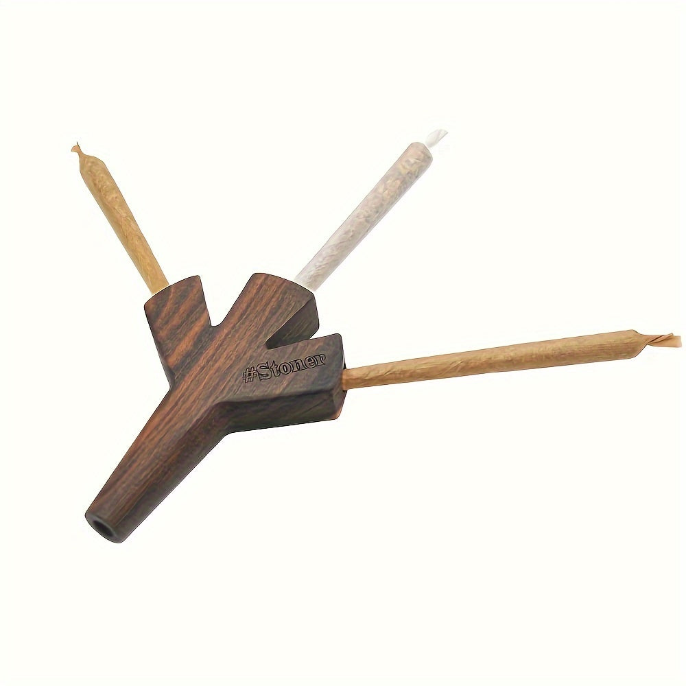 3-In-1 Portable 420 Wooden Pipe - Smokes 3 Joints Simultaneously.