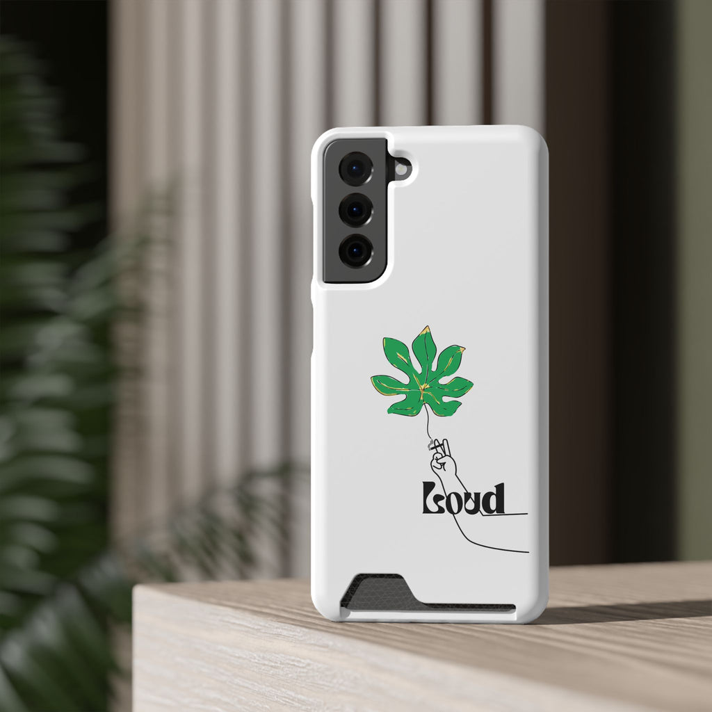 Leaf & Hand Card Holder Phone Case — "Good" Minimal Botanical Wallet Case