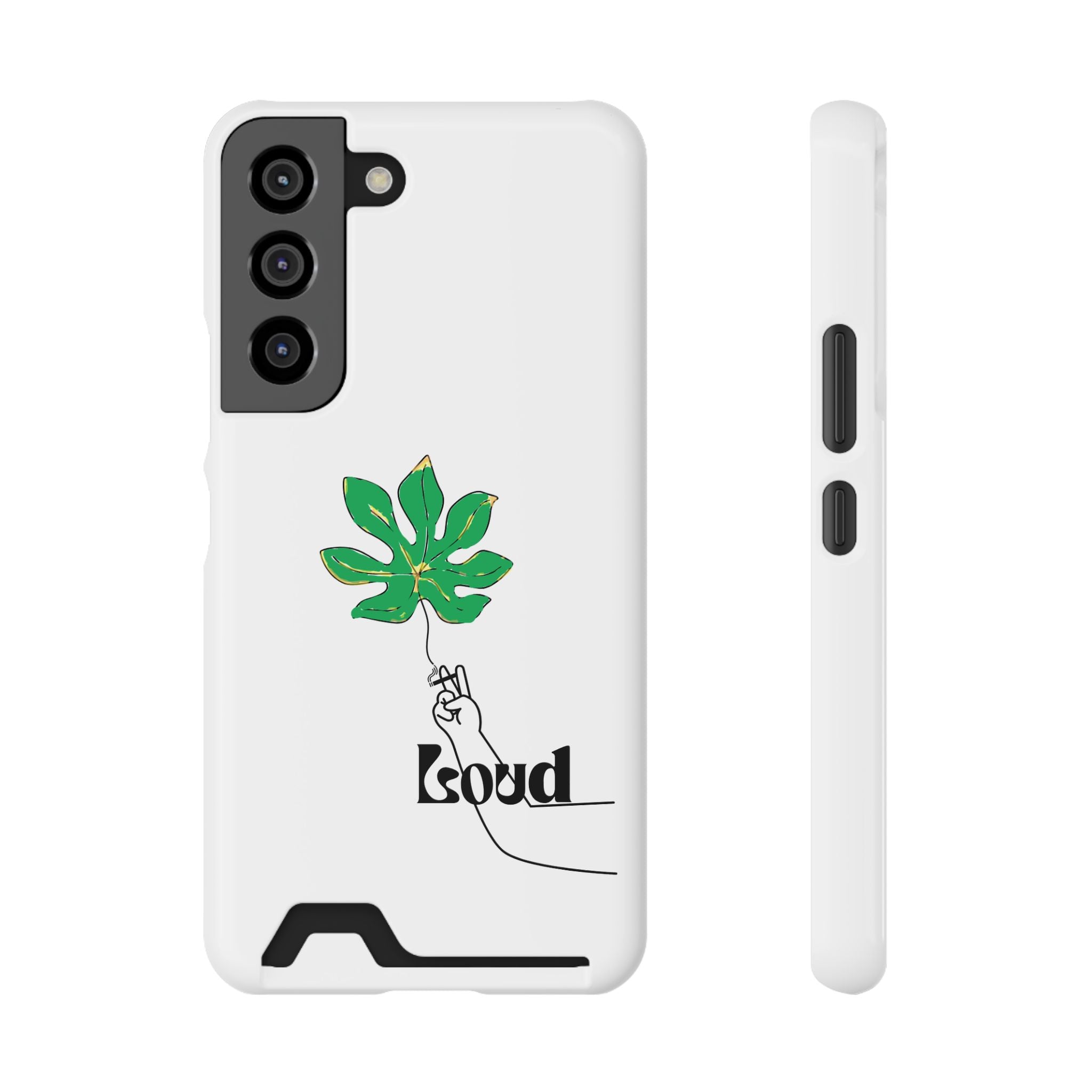 Leaf & Hand Card Holder Phone Case — "Good" Minimal Botanical Wallet Case