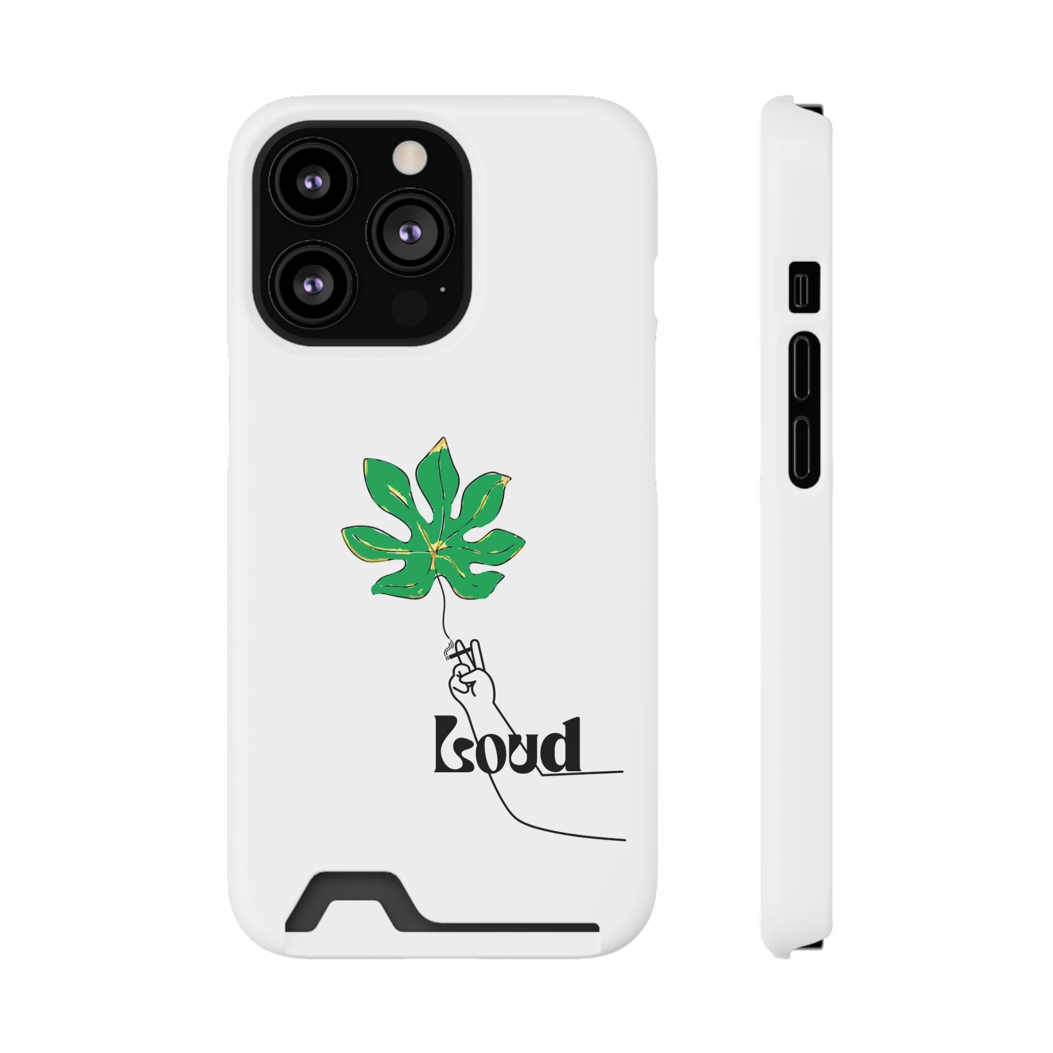 Leaf & Hand Card Holder Phone Case — "Good" Minimal Botanical Wallet Case
