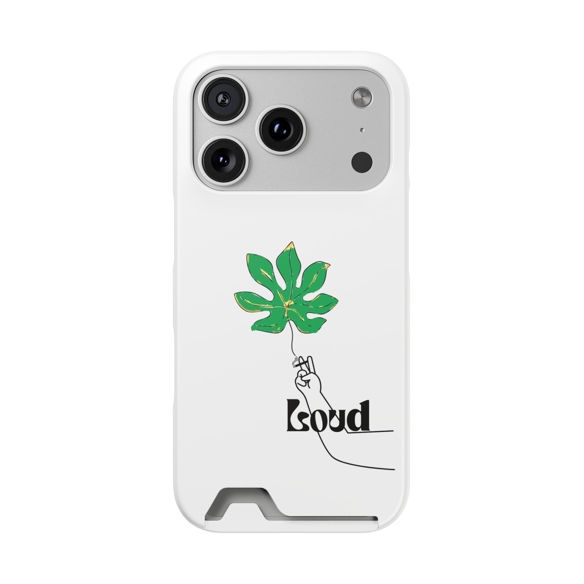 Leaf & Hand Card Holder Phone Case — "Good" Minimal Botanical Wallet Case