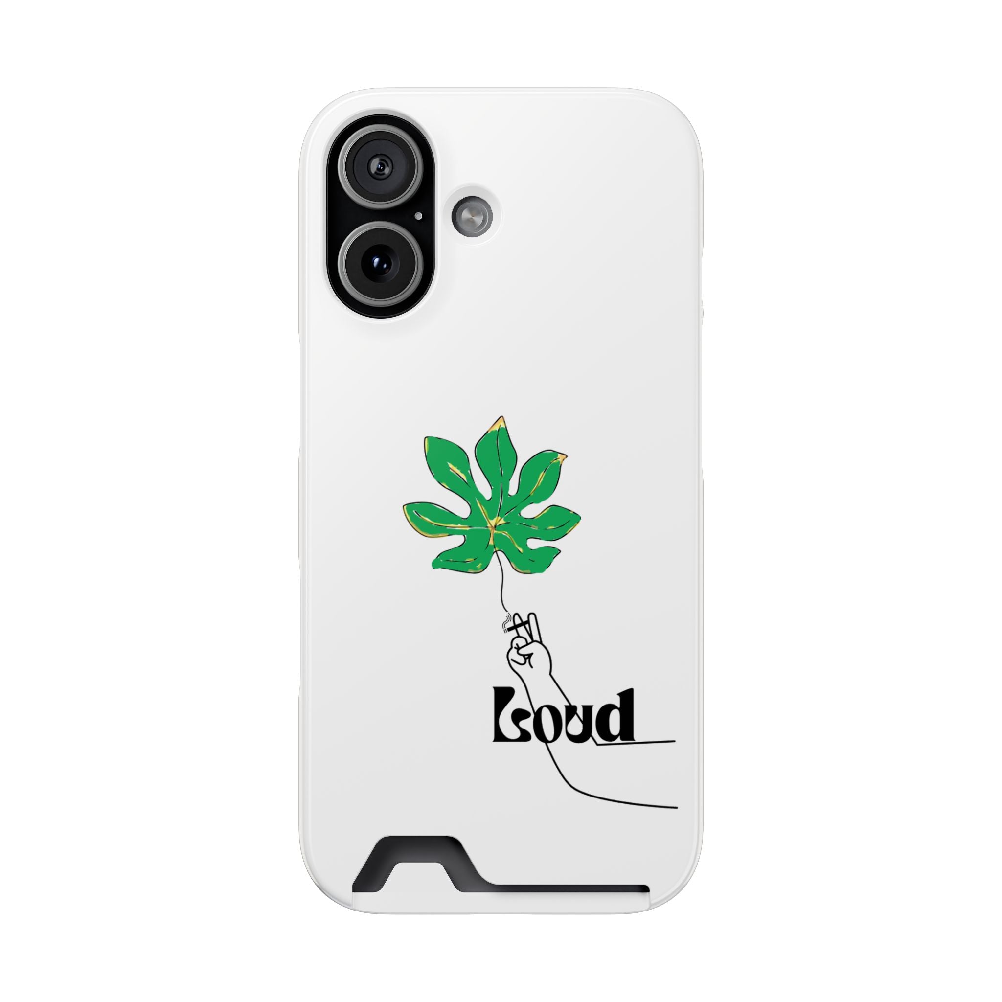 Leaf & Hand Card Holder Phone Case — "Good" Minimal Botanical Wallet Case