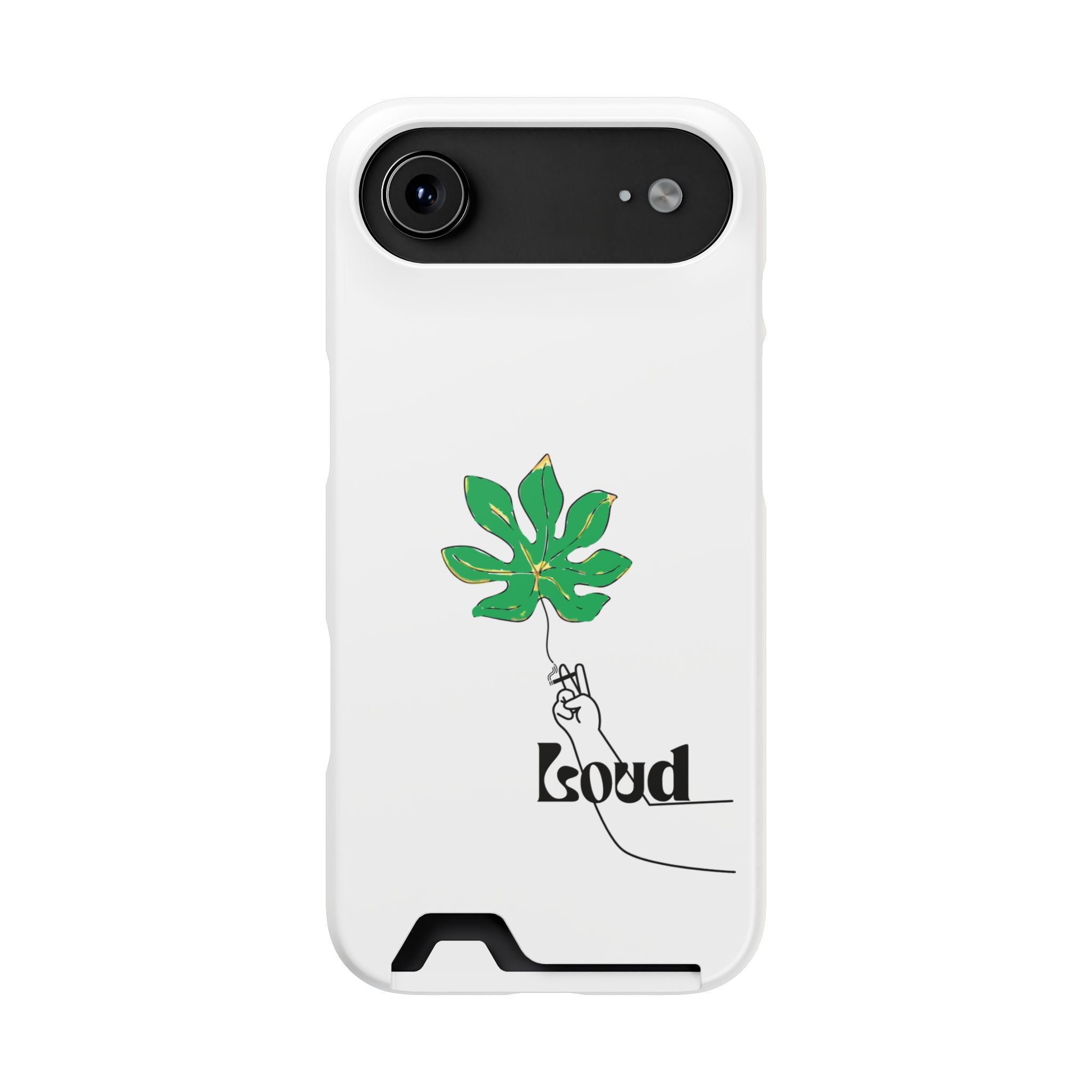 Leaf & Hand Card Holder Phone Case — "Good" Minimal Botanical Wallet Case