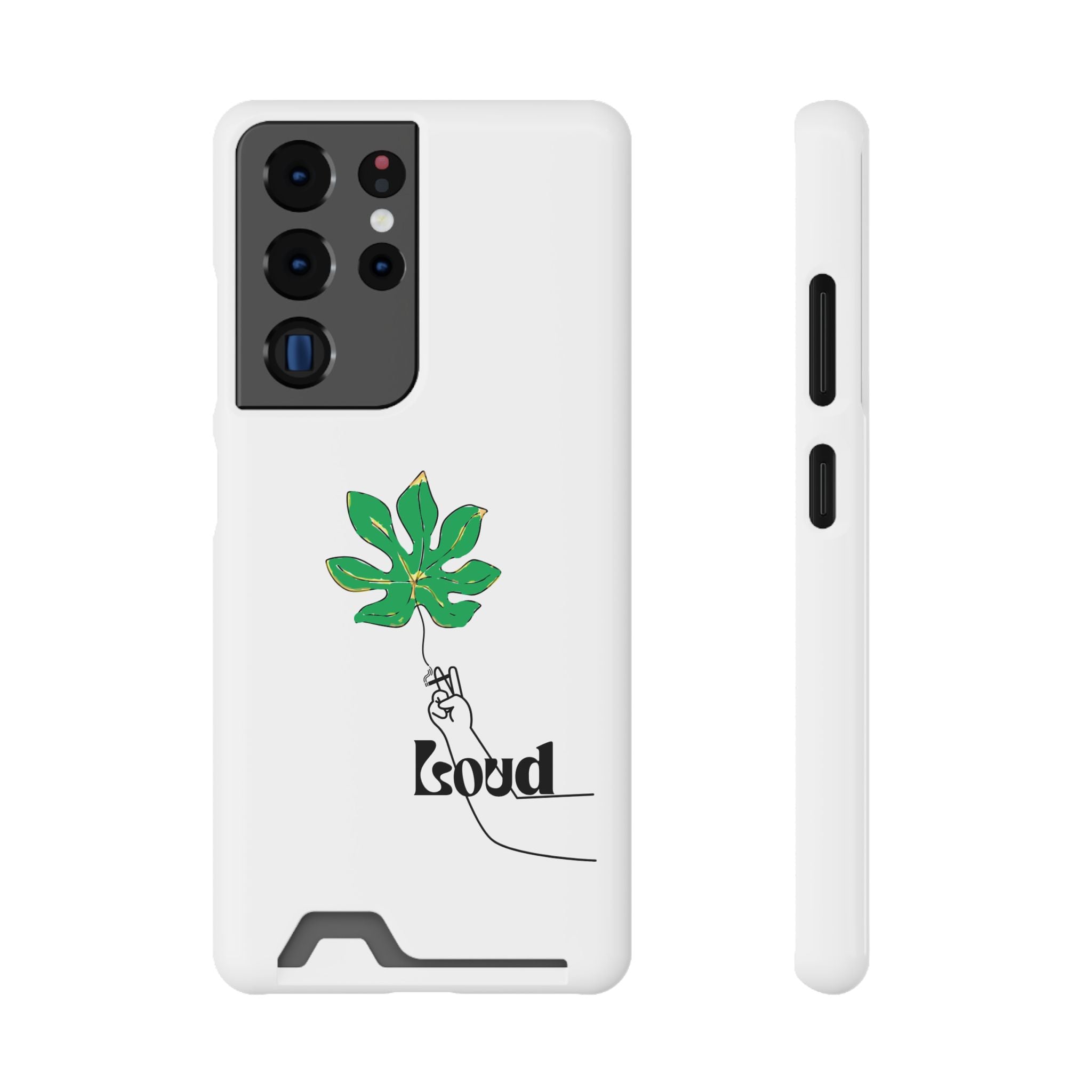 Leaf & Hand Card Holder Phone Case — "Good" Minimal Botanical Wallet Case