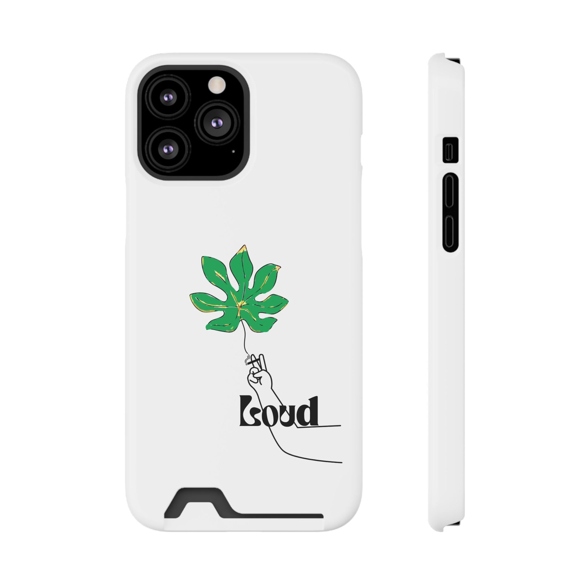 Leaf & Hand Card Holder Phone Case — "Good" Minimal Botanical Wallet Case