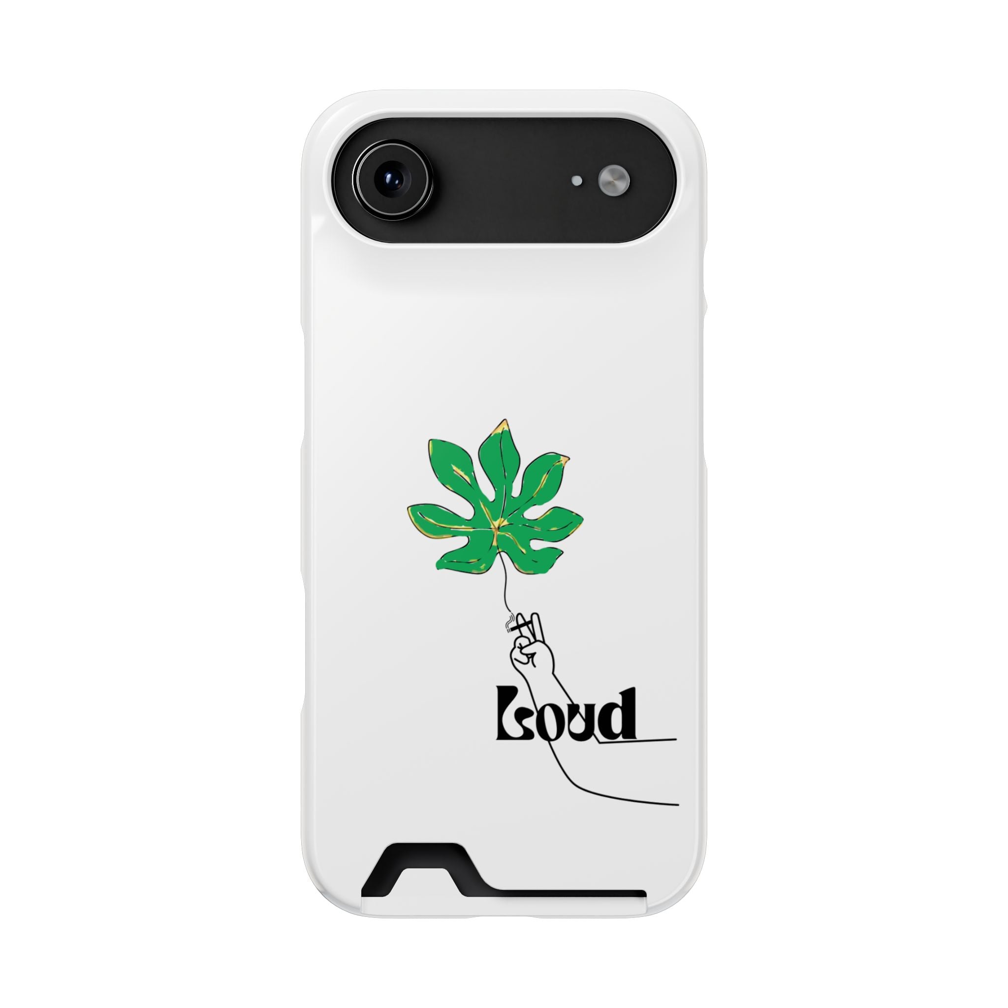 Leaf & Hand Card Holder Phone Case — "Good" Minimal Botanical Wallet Case