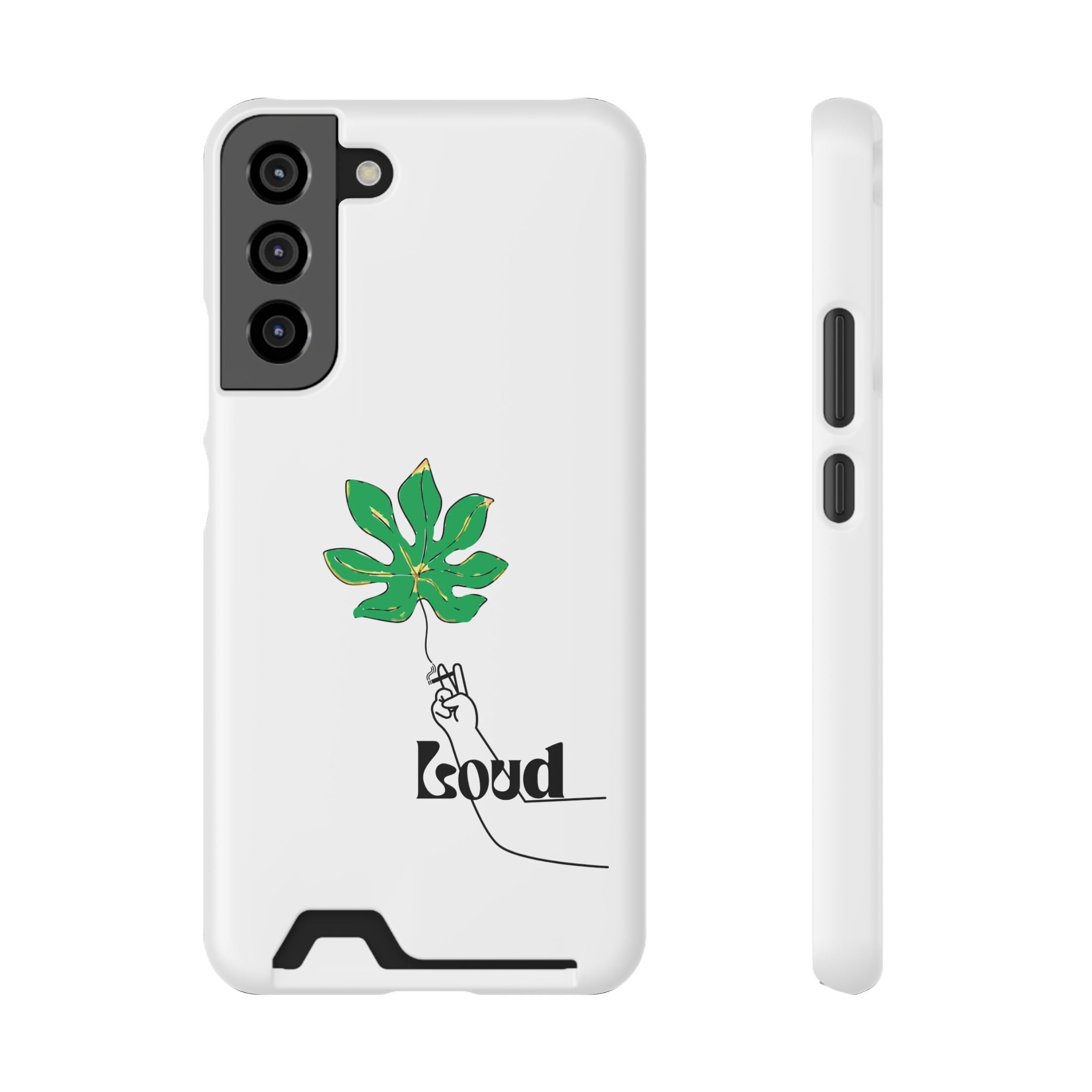 Leaf & Hand Card Holder Phone Case — "Good" Minimal Botanical Wallet Case