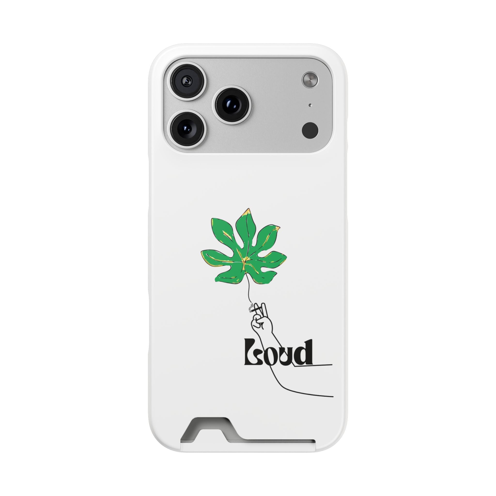 Leaf & Hand Card Holder Phone Case — "Good" Minimal Botanical Wallet Case