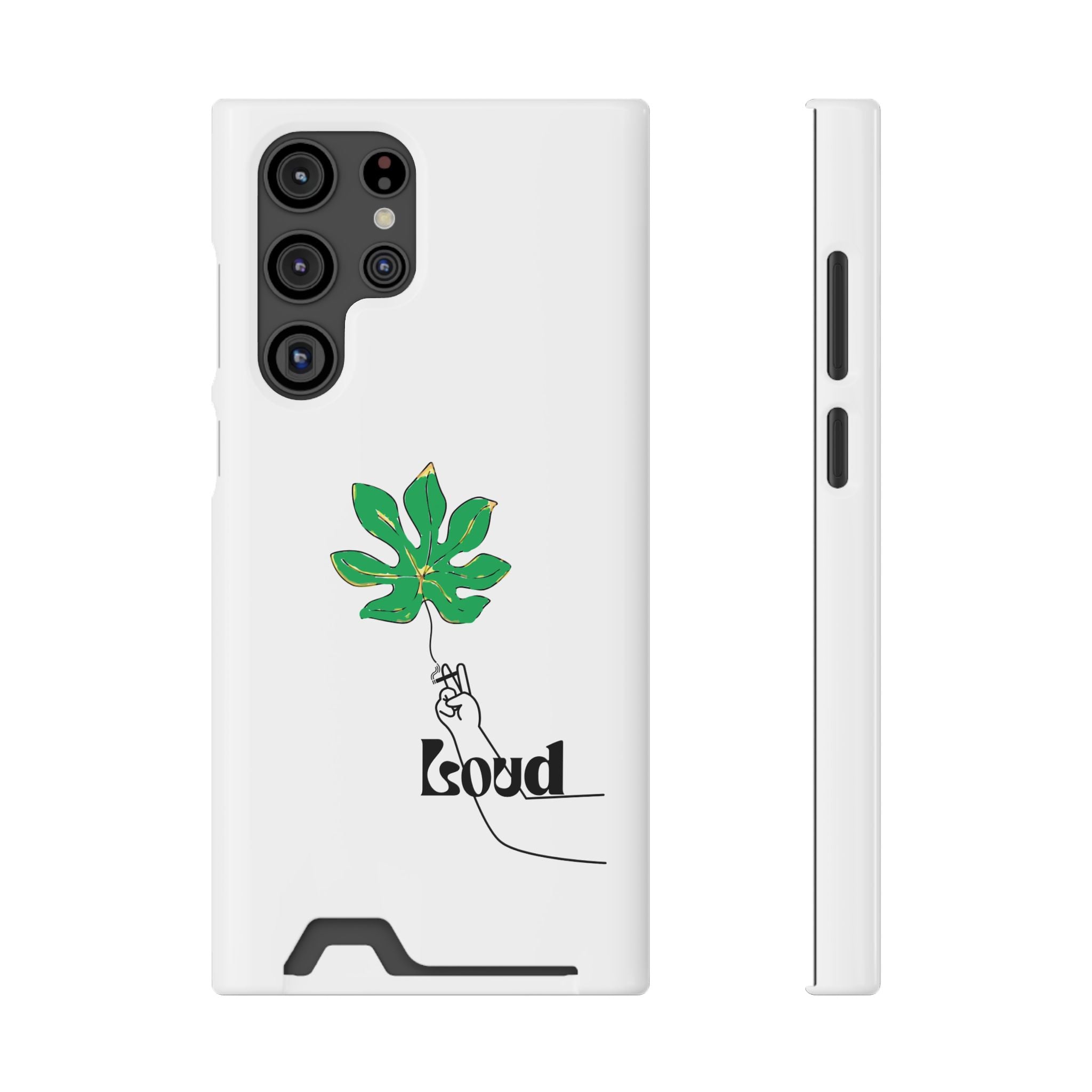 Leaf & Hand Card Holder Phone Case — "Good" Minimal Botanical Wallet Case