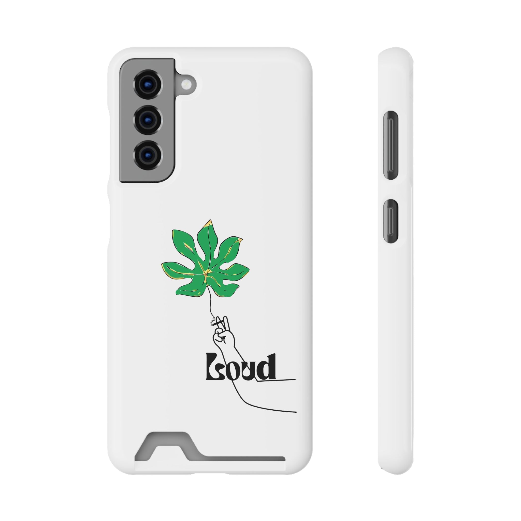 Leaf & Hand Card Holder Phone Case — "Good" Minimal Botanical Wallet Case