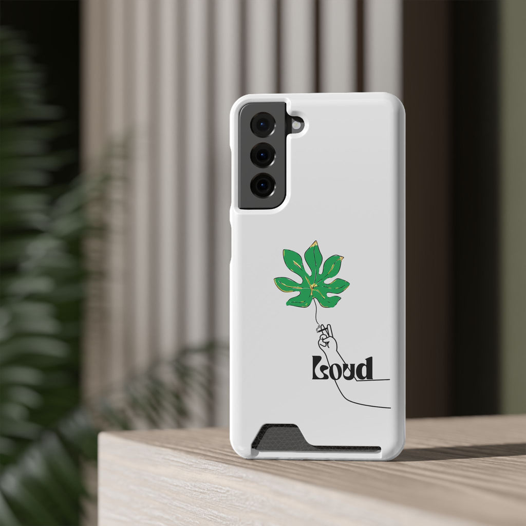 Leaf & Hand Card Holder Phone Case — "Good" Minimal Botanical Wallet Case