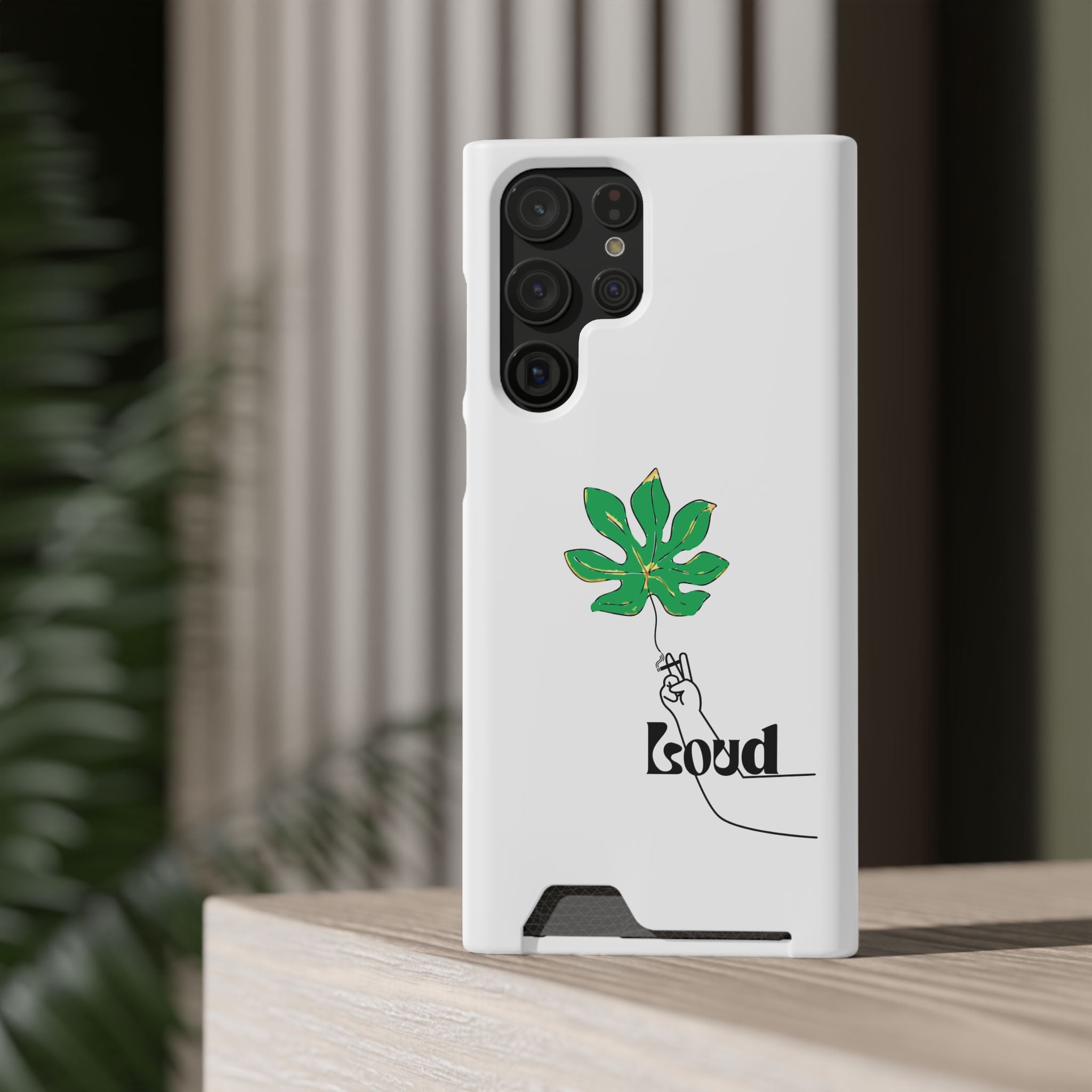 Leaf & Hand Card Holder Phone Case — "Good" Minimal Botanical Wallet Case