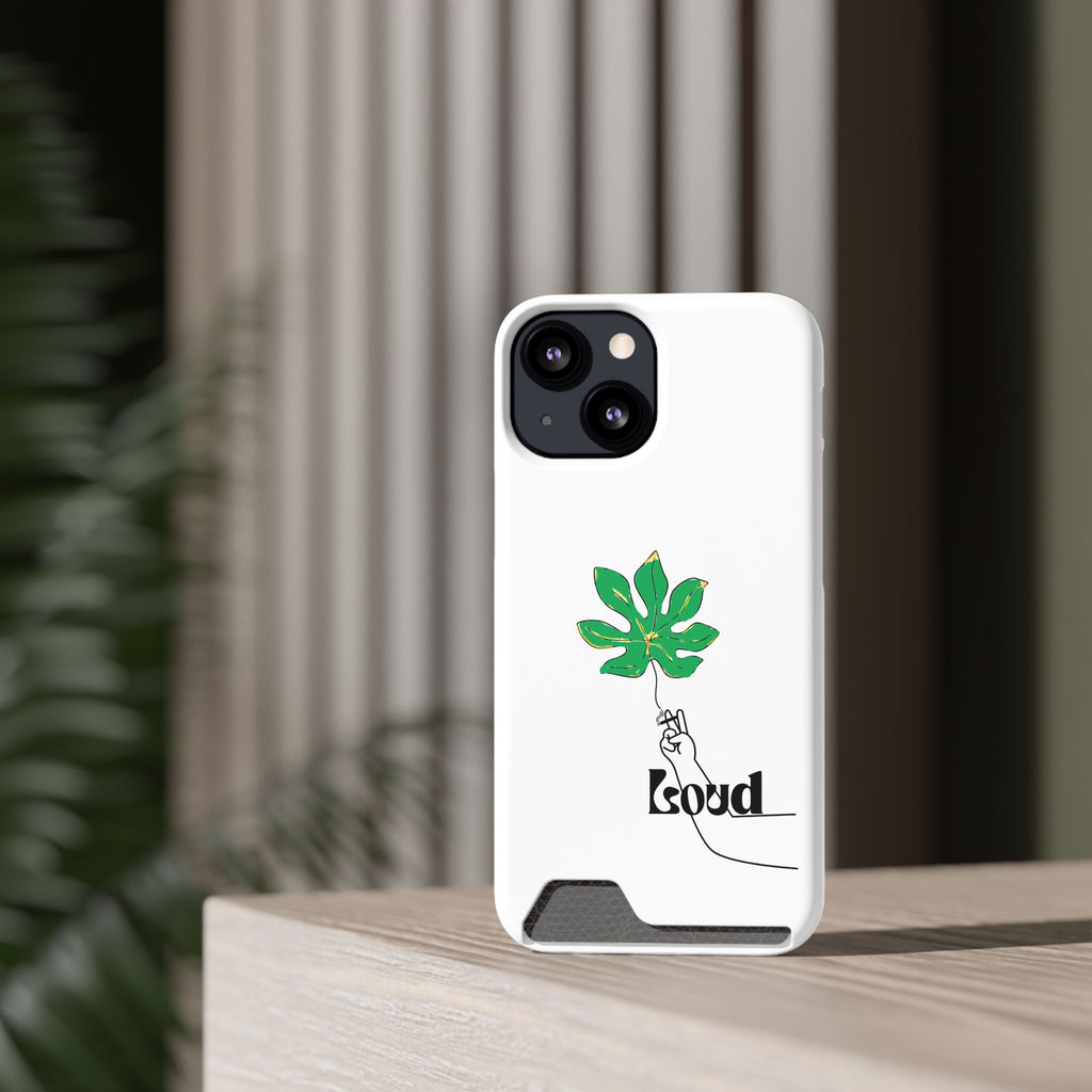 Leaf & Hand Card Holder Phone Case — "Good" Minimal Botanical Wallet Case
