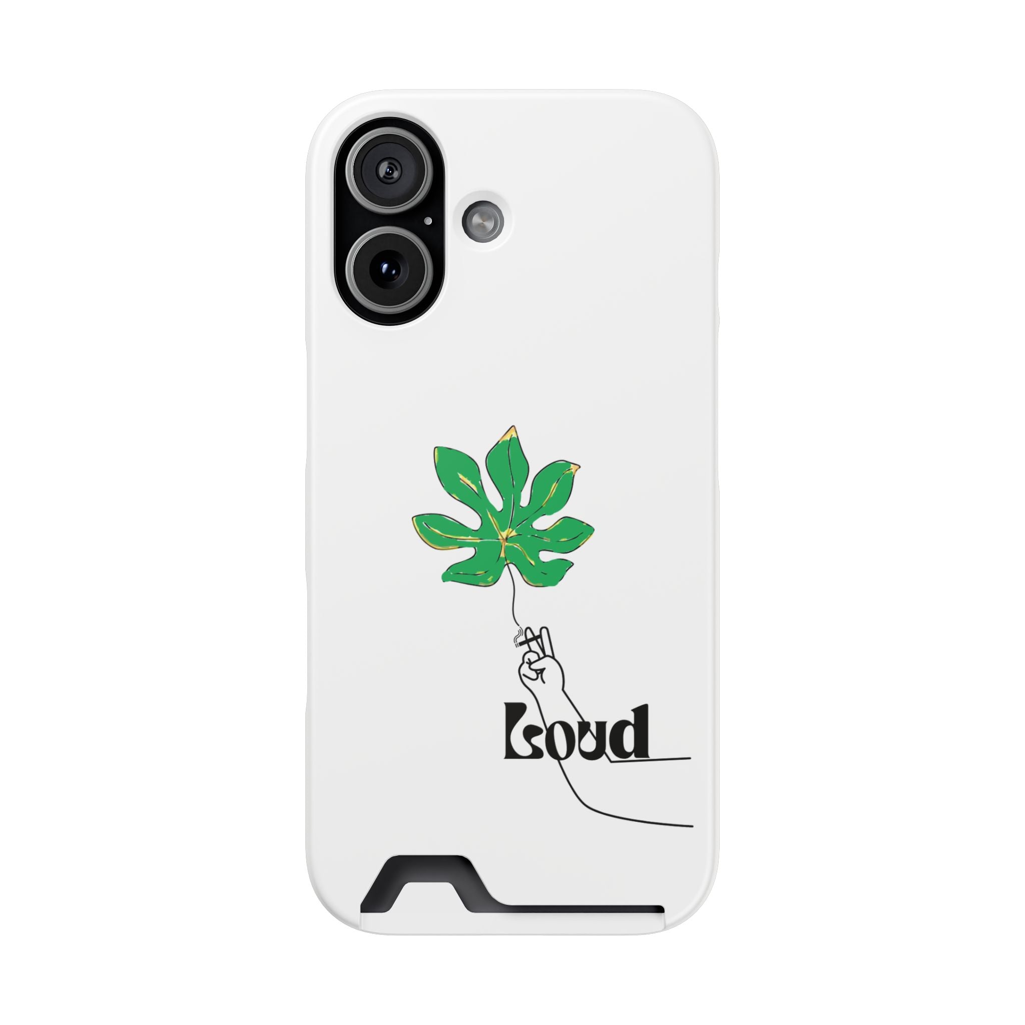 Leaf & Hand Card Holder Phone Case — "Good" Minimal Botanical Wallet Case