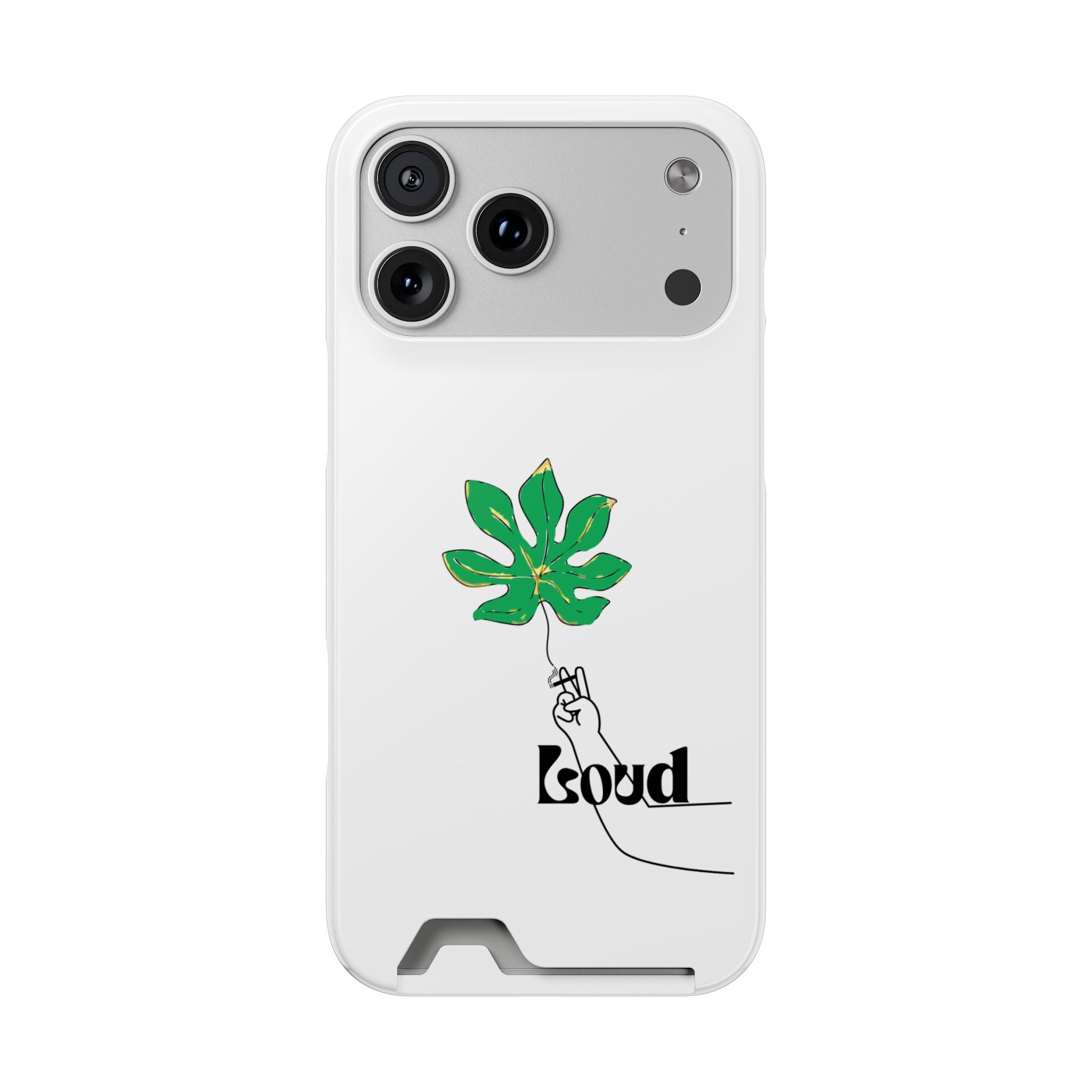 Leaf & Hand Card Holder Phone Case — "Good" Minimal Botanical Wallet Case