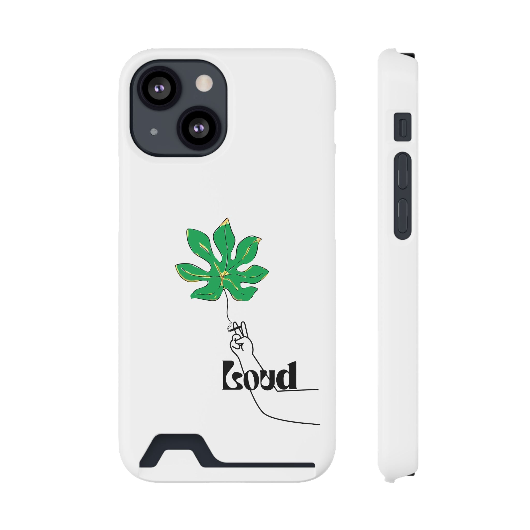 Leaf & Hand Card Holder Phone Case — "Good" Minimal Botanical Wallet Case