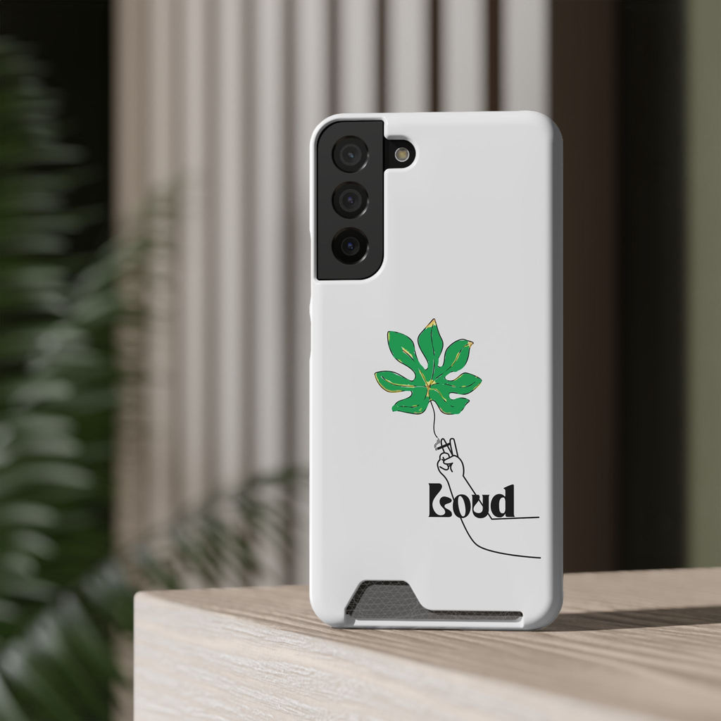 Leaf & Hand Card Holder Phone Case — "Good" Minimal Botanical Wallet Case