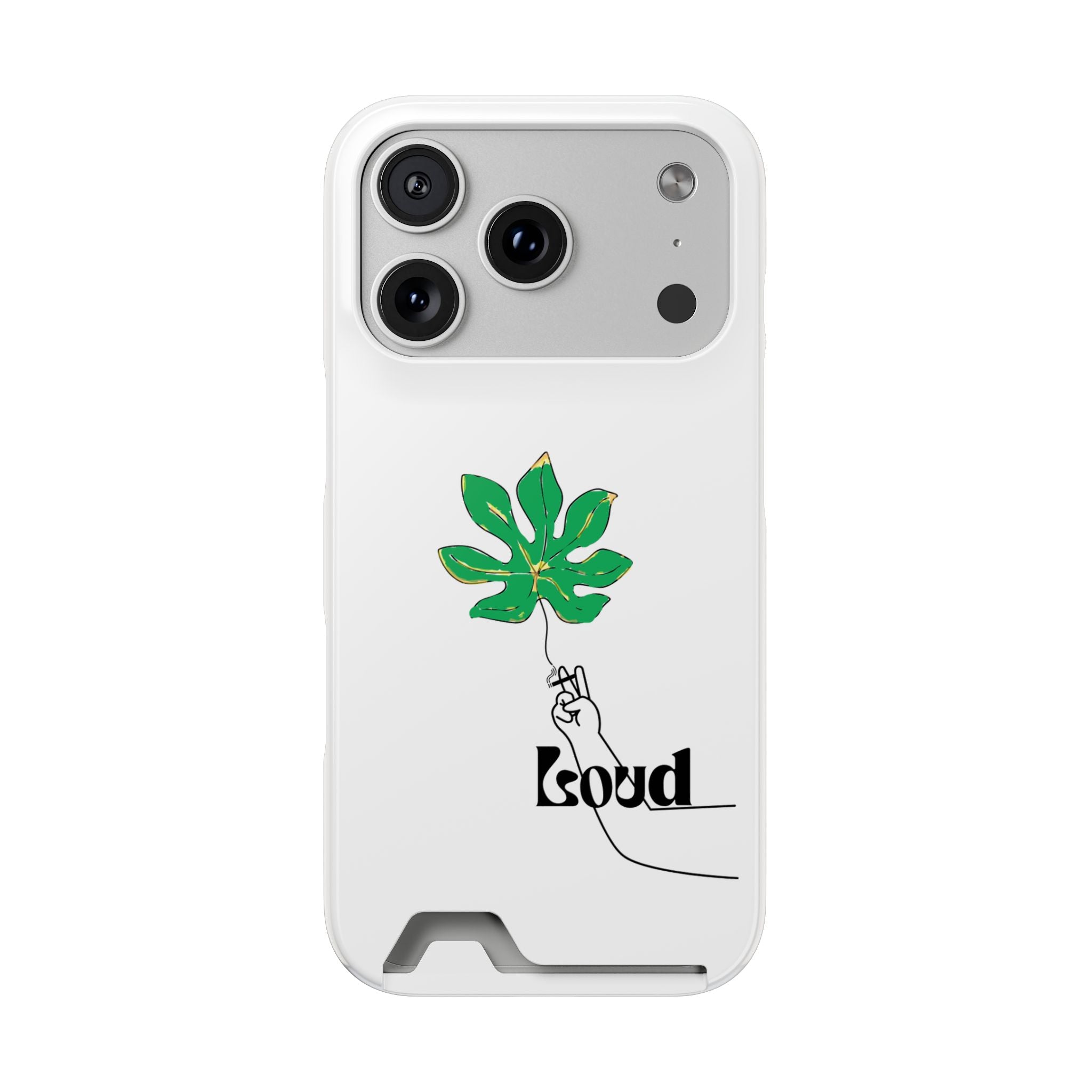 Leaf & Hand Card Holder Phone Case — "Good" Minimal Botanical Wallet Case