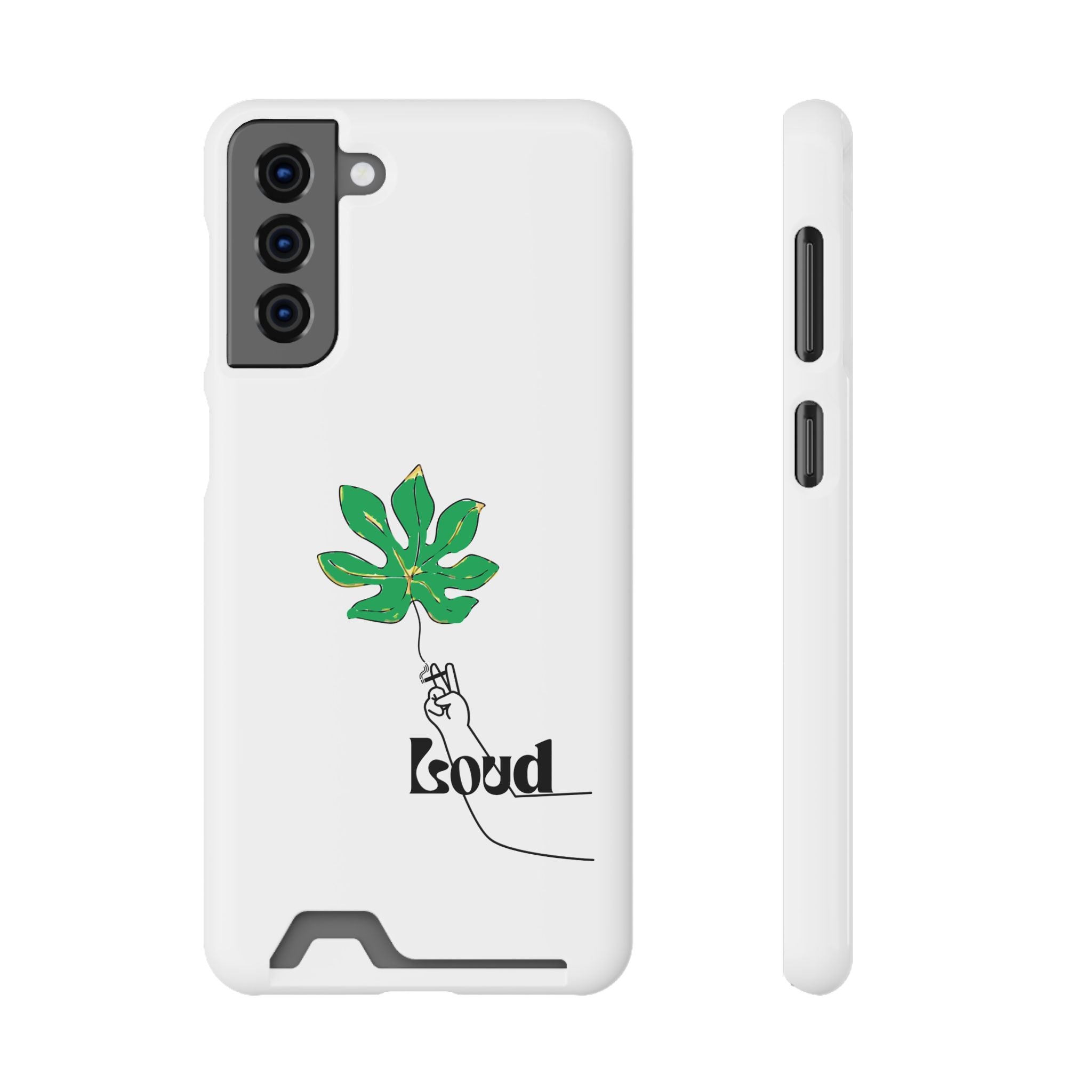 Leaf & Hand Card Holder Phone Case — "Good" Minimal Botanical Wallet Case