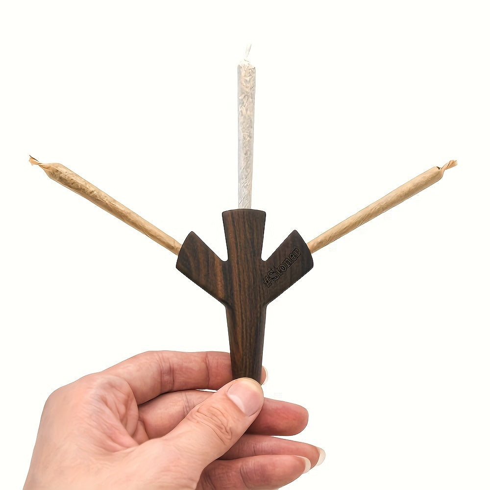 3-In-1 Portable 420 Wooden Pipe - Smokes 3 Joints Simultaneously.
